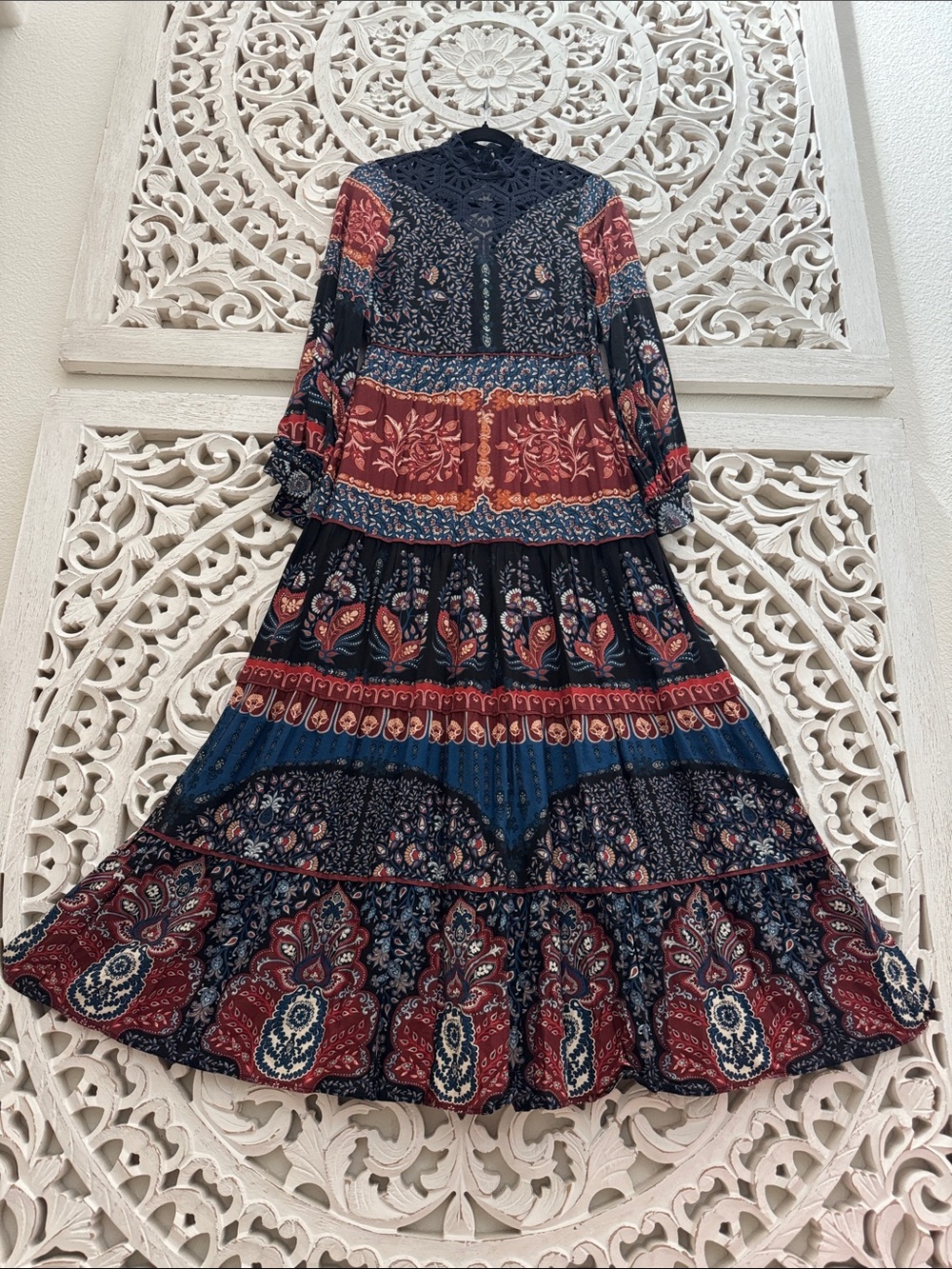 Anthropologie Farm Rio Crochet Maxi Dress